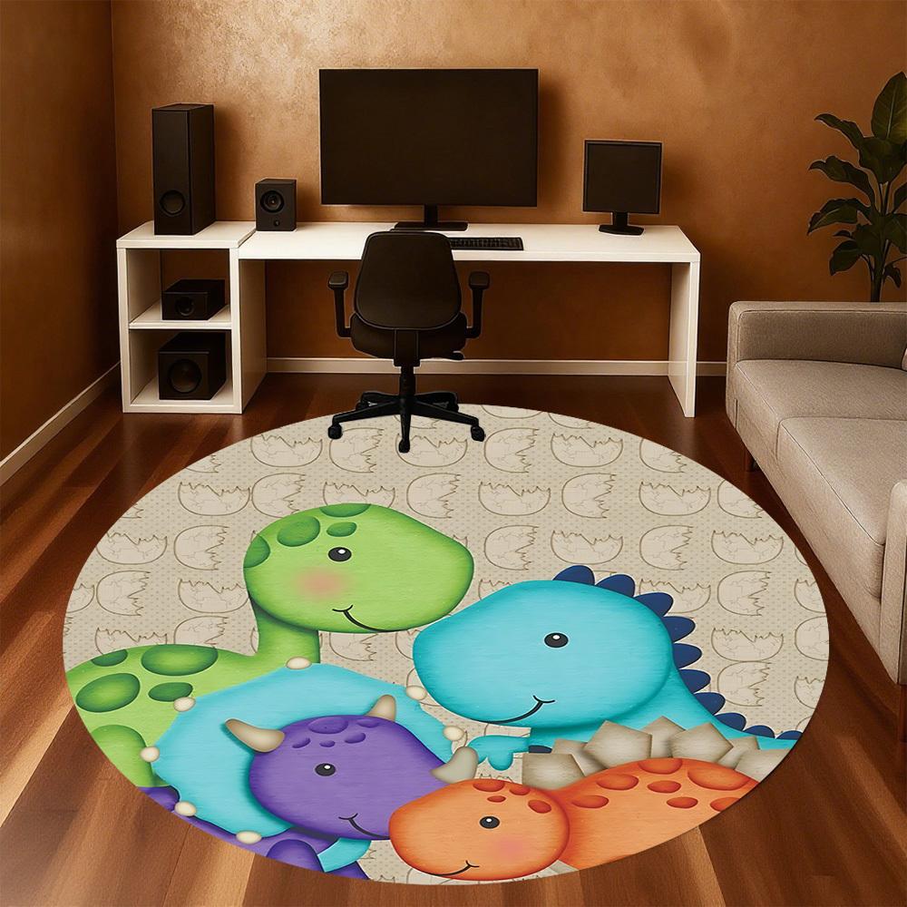 1pc Dinosaur Egg Round Chair mat Area Rug - Non-Slip, Floor Mat for Office, Bedroom, and Indoor Decor c1125357