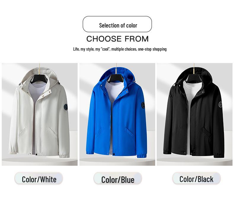 Men's Plus Size Windproof Waterproof Jacket - Lightweight, Versatile Long Sleeve for Spring and Autumn.