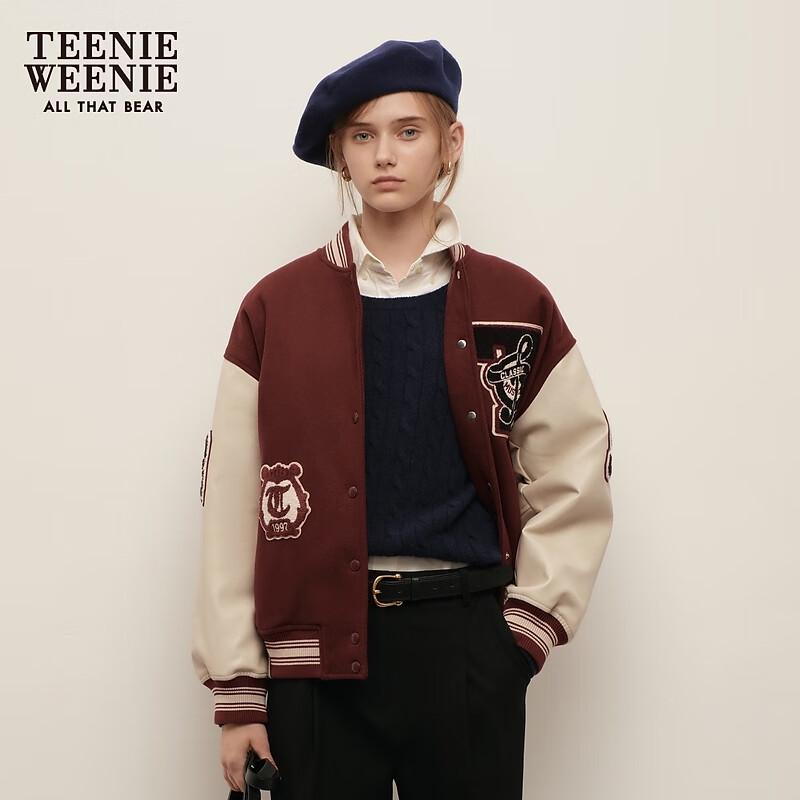 Teenie Weenie Women's Winter Patchwork Color Block Baseball Jacket