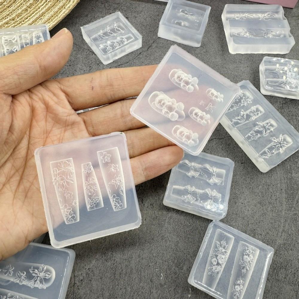 With Box Nailart Mold Transparent Silicone Template New Nail Art Template  Nail Decoration