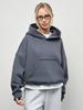 Felpa da donna casual a tinta unita con cappuccio, vestibilità aderente, manica lunga, manica corta, pullover, felpa con cappuccio e tasca