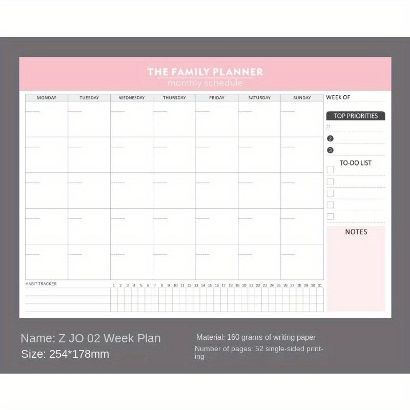 

Productivity Powerhouse: English Weekly/Monthly Planner with Sticky Note Pad - Perfect for Professionals,Students &Goal Tracking