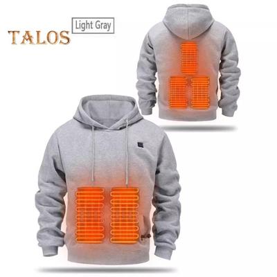 Sudadera con capucha calefactora para hombre, con carga USB, talla grande, ajuste de temperatura de 3 niveles, para invierno, con cordón y capucha, gruesa y cálida, de color sólido