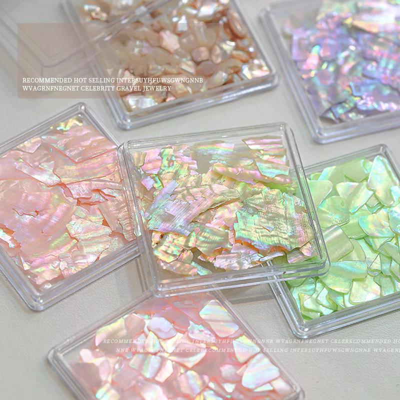 Aurora Shell Flake Nail Art Abalone Nail Charm 3D Natural Irregular Flake Shell Stone Sequins Art Decoration Nail Accessories