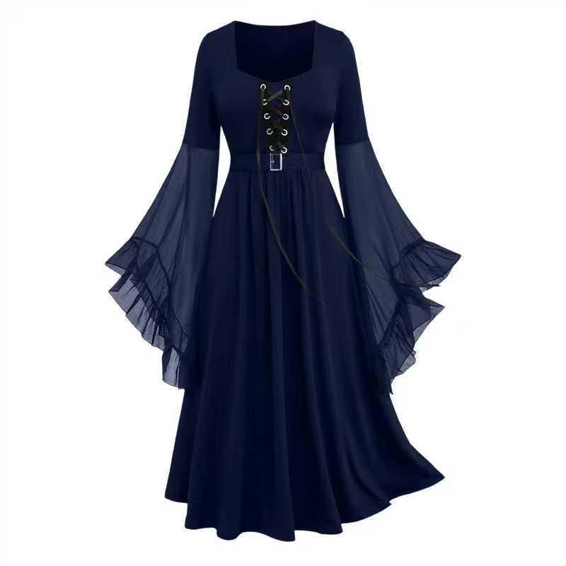 2024 Women's Halloween Witch Lace-Up Swing Dress
