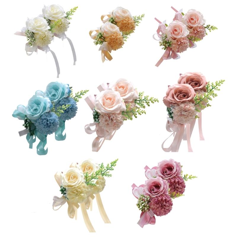 2Pcs Wrist Corsages for Mother of Bride and Grooms, Rose Corsages Wristlet for Bridal and Bridesmaid, Corsages for Proms