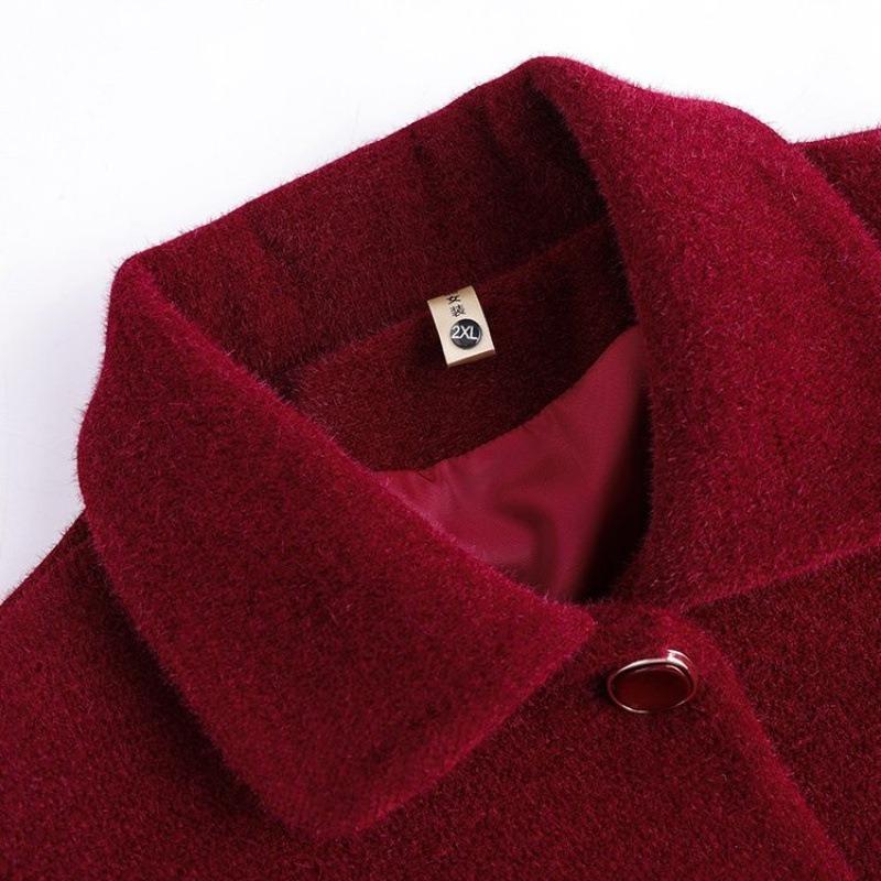 Middle-aged and old women's coats, new mother clothes, spring and autumn woolen tops, winter clothes, old lady, grandma clothes
