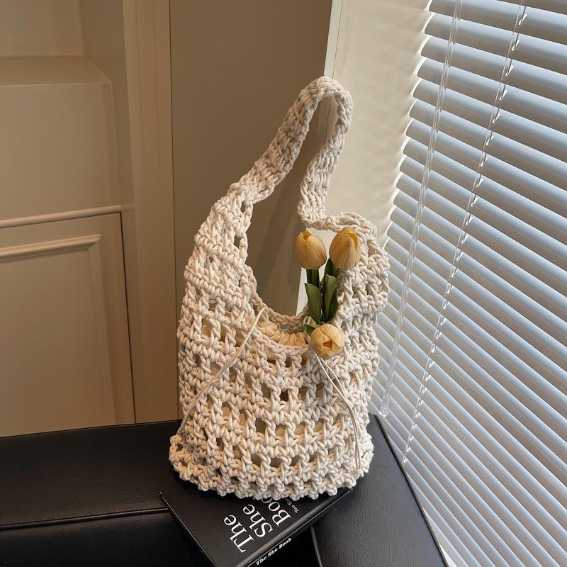 Woven Bag Vegetable Basket Shoulder Handbag Summer New Women's Bag Straw Bag Beach Bucket Bag