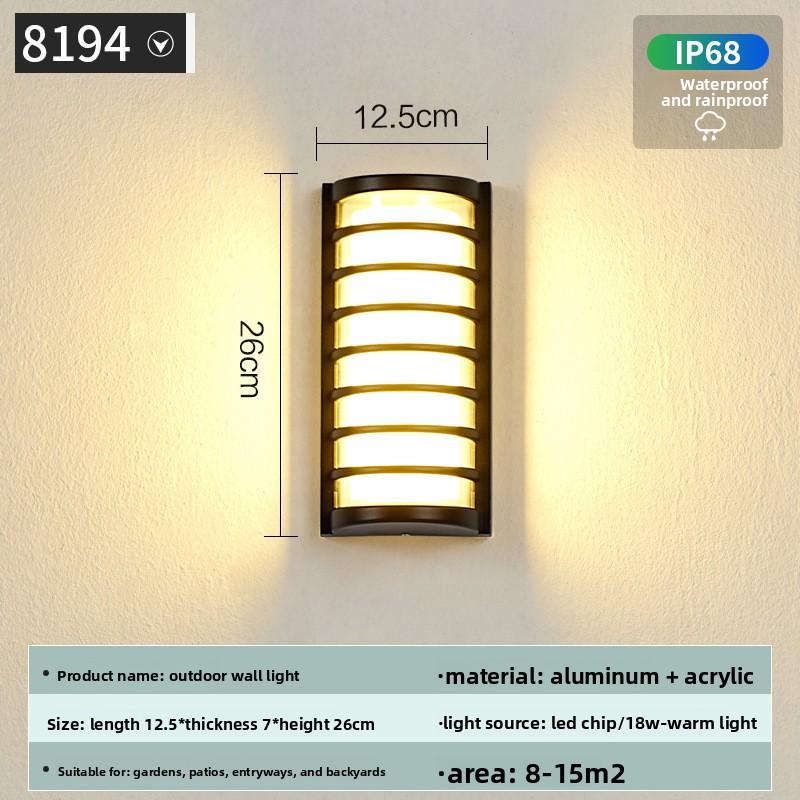 Modern Waterproof LED Wall Lamp with Aluminum Source IP65 Rating for Outdoor Corridor Balcony Villa Garden Wall-Mounted Lighting