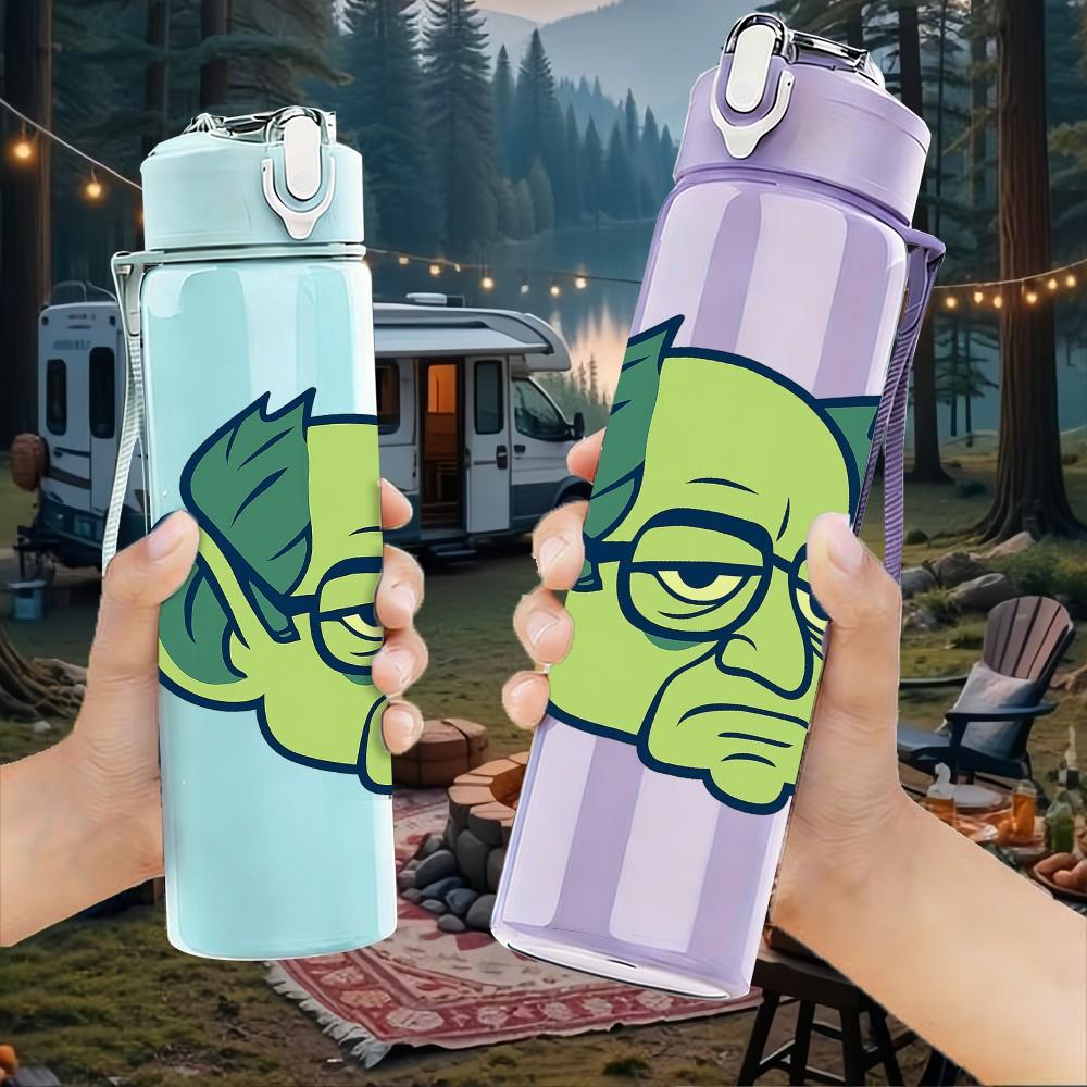 1PC Frankenstein Cartoon Head 750ml Color Plastic Sports Water Bottle Leakproof Flip Straw Lid Suitable for Sports Office Home Use