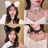 Cute Cat Ear Headband Lace Bow Choker Necklace Sexy Cosplay Plush Bell Hairband Women Girls Masquerade Party Headwear Hair Anime