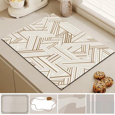 Coffee Dish Drain Pad VelveteenRubber Absorbent Dish Drying Mat Kitchen Bar Drain Pad Quick Dry Placemat Kitchen Accessories