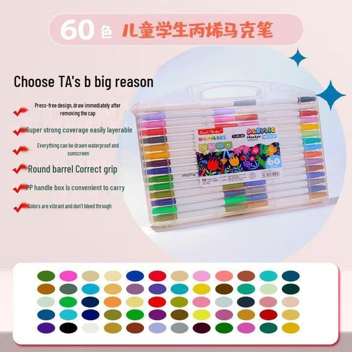 Acrylic Markers: 12, 48, 60, 80 Water-Based Colors for Student Art, Anime, Hand-Painting, Coloring, and Doodling.