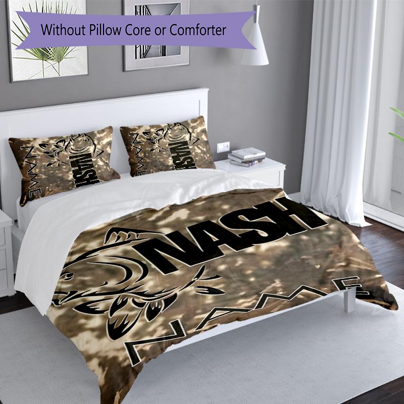 3pcs Custom Name Nash logo Set,Includes 1 Duvet Cover and 2 Pillowcases,All-season Bedroom Decor