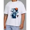 Weißes T-Shirt Wolves Basketballteam 21 Nummer Grafikdruck für Sportfans Freizeitkleidung