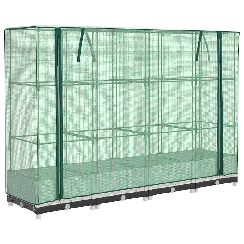 Vidaxl Raised Planter With Greenhouse, Rattan Look, 160X40X123 Cm