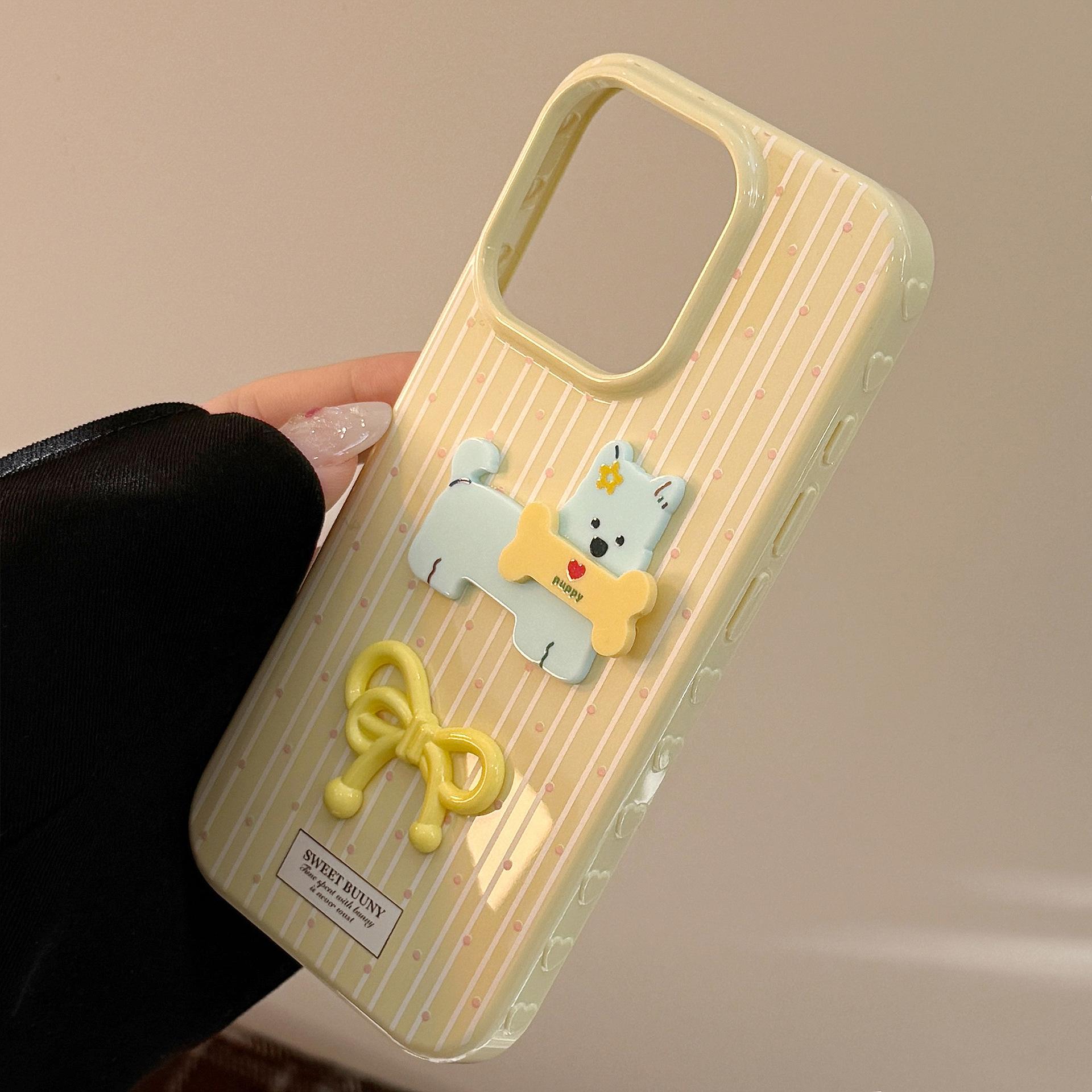 

Fresh Polka Dot Cartoon Puppy Apple 16promax Mobile Phone Case Iphone15 Suitable for 12 Three Dimensional 1413 12pro max(6.7)