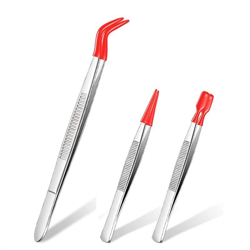 

AEE2-3 Pieces Tweezers With Rubber Tips Tweezers PVC Coated Tweezers Set, Rubber Straight And Flat Tip Tweezers