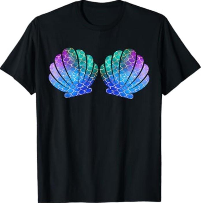 Mermaid Sea Shell Bra Costume Matching Party Graphic Mermaid T-Shirt Unisex T-Shirt XXXL