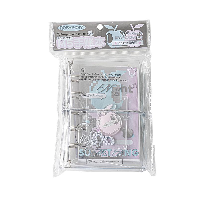 RosyPosy soft set APPLE series M5 handbook, clear pvc loose-leaf strap notebook portable book
