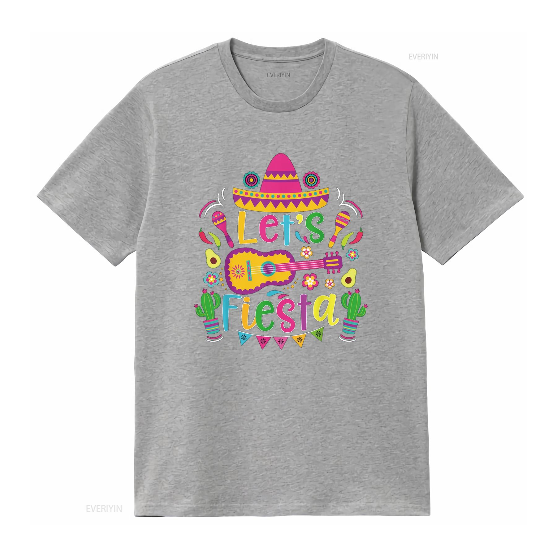 Let s Fiesta Cinco De Mayo Mexican Guitar Cactus T Shirt vintage Washed fashion Casual Soft designer clothes Stylish Breathable S
