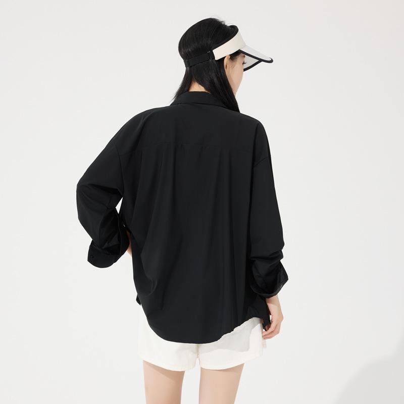 Summer Sunscreen Clothing Lapel Shirt Women's Light and Breathable Fashion Outdoor Ice Mountaineering Travel Original Yarn Sunscreen Clothing
