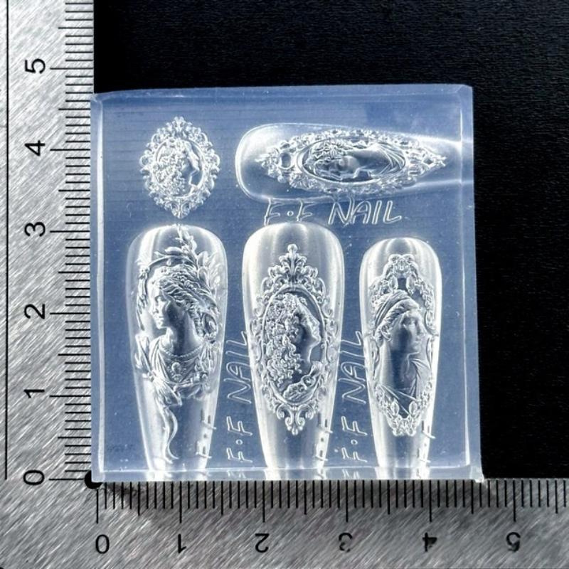 3D Silicone Nail Mold Flower Peacock Chinese Style Relief Transparent Manicure Design Tool DIY Nail Art Decoration