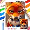 Animation Digital Oil Painting Nick Judy Diy Handpainted Coloring Painting Home Decoration, Zootopia Fox Rabbit Art Wall Decor