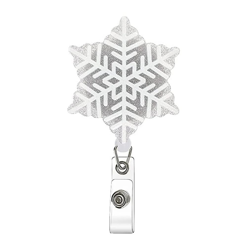Retractable Christmas Theme Badge Reel For Nurse Id Name Badge Holder Staff Work Card Clip Pass Bus Card Sleeve Clip Reel
