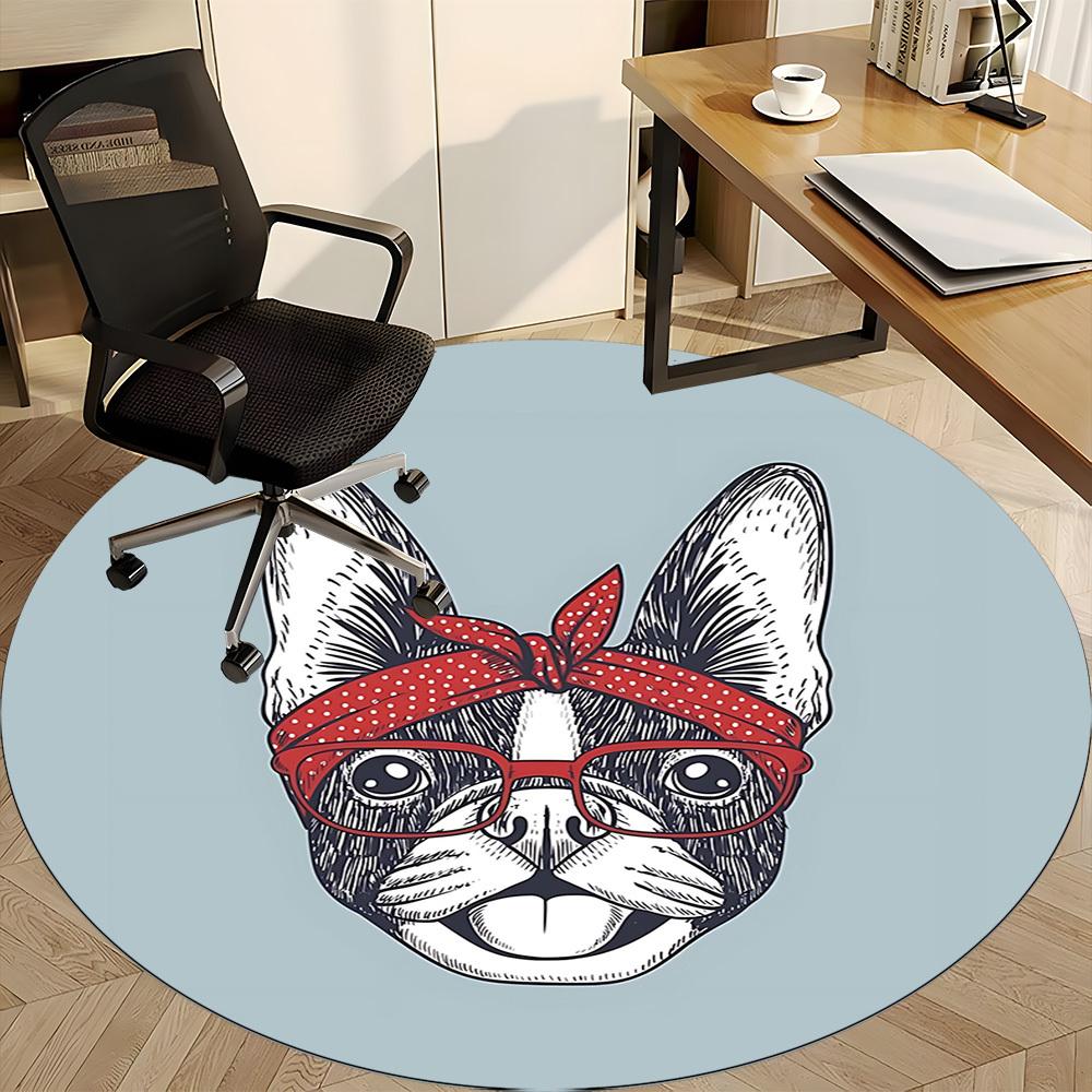 1pc FrenchieChair Carpet for Office, Indoor Non-Slip Washable Polyester Fiber Carpet, Mat For Office, Machine Washable