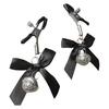 1 Pair Nipple Clamps Adjustable Non-Piercing Body Jewelry with Bowknot Bells Metal Decorative Clips for Adult Men Women Couples Bedtime Play
