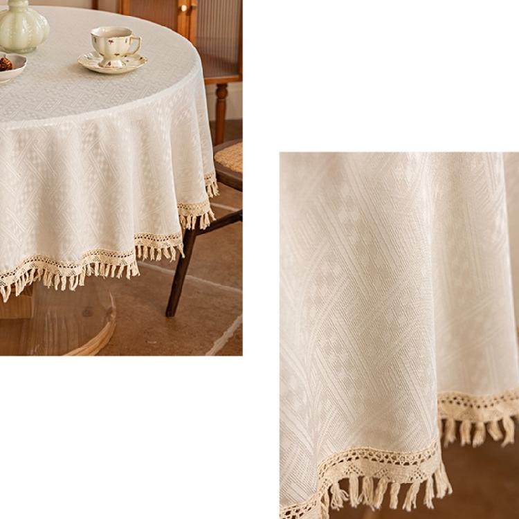 Wipe Cleaning Dining Table Protectors Jacquard Pattern Tassels Accent Sturdy Polyester Home Decoration