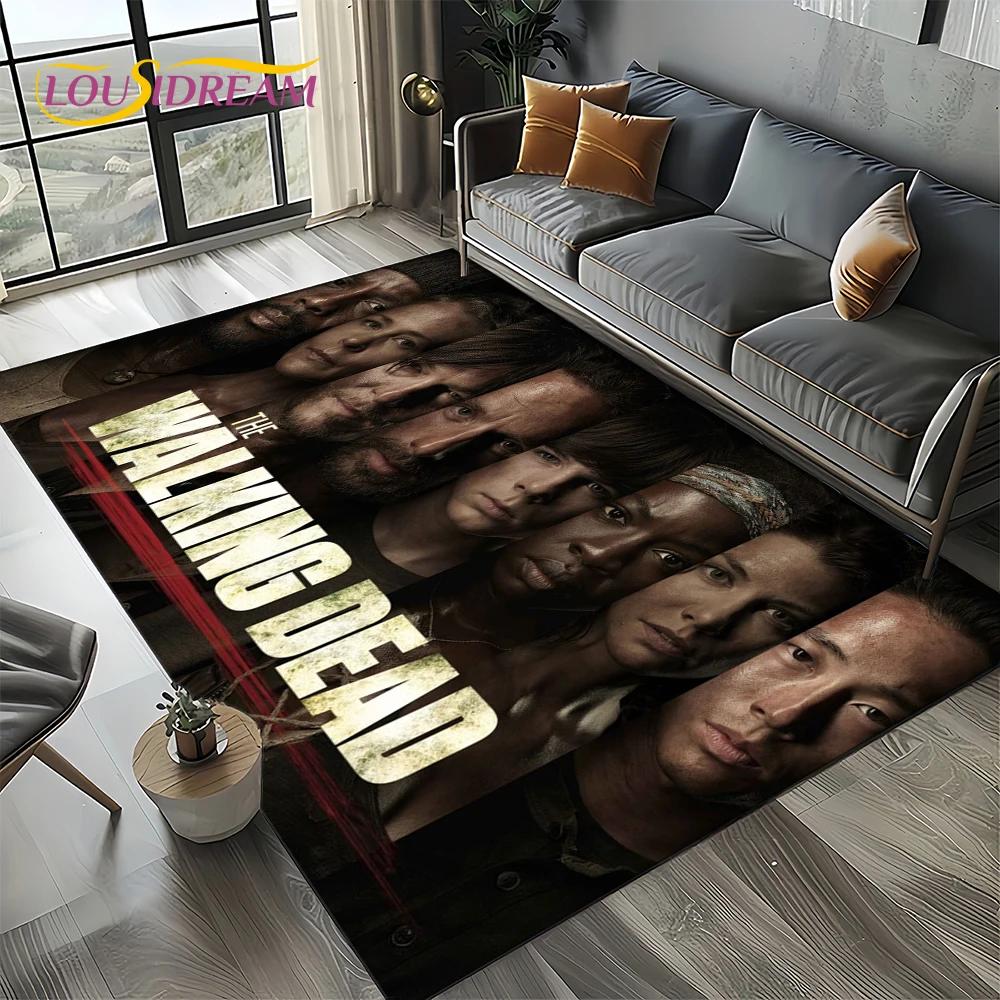 TWD Walking Dead Rick Daryl Horror TV Teppich für Wohnzimmer Schlafzimmer Haus Sofa Dekoration, Kinderteppich rutschfeste Bodenmatte