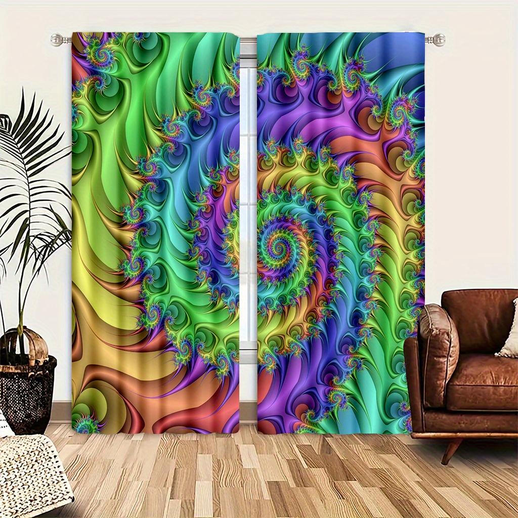 2 kusy Geometrický vzor Barevné Duhové Závěsy Tištěné pro Obývací Pokoj Kuchyň Ložnici Jídelnu Okno Domácí Dekorace