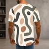 Mens Plus Size T Shirt Round Neck Short Sleeve Abstract Geometric Printed Black White Gray Pullover Straight Hem