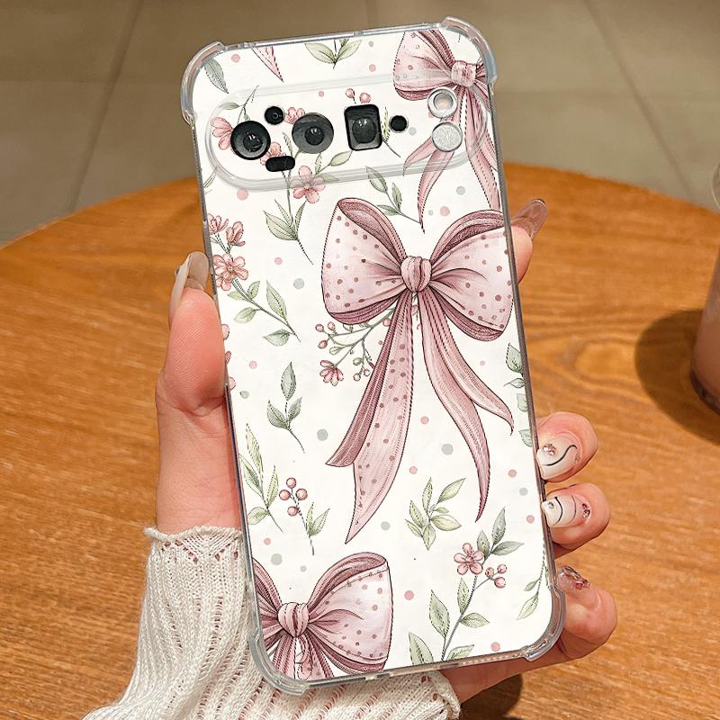 

Pink Bowknots Pattern Case For Google Pixel 9 Pro XL 9A Shockproof TPU Silicone Clear Soft Cover Google Pixel 9 Pro XL прозорий
