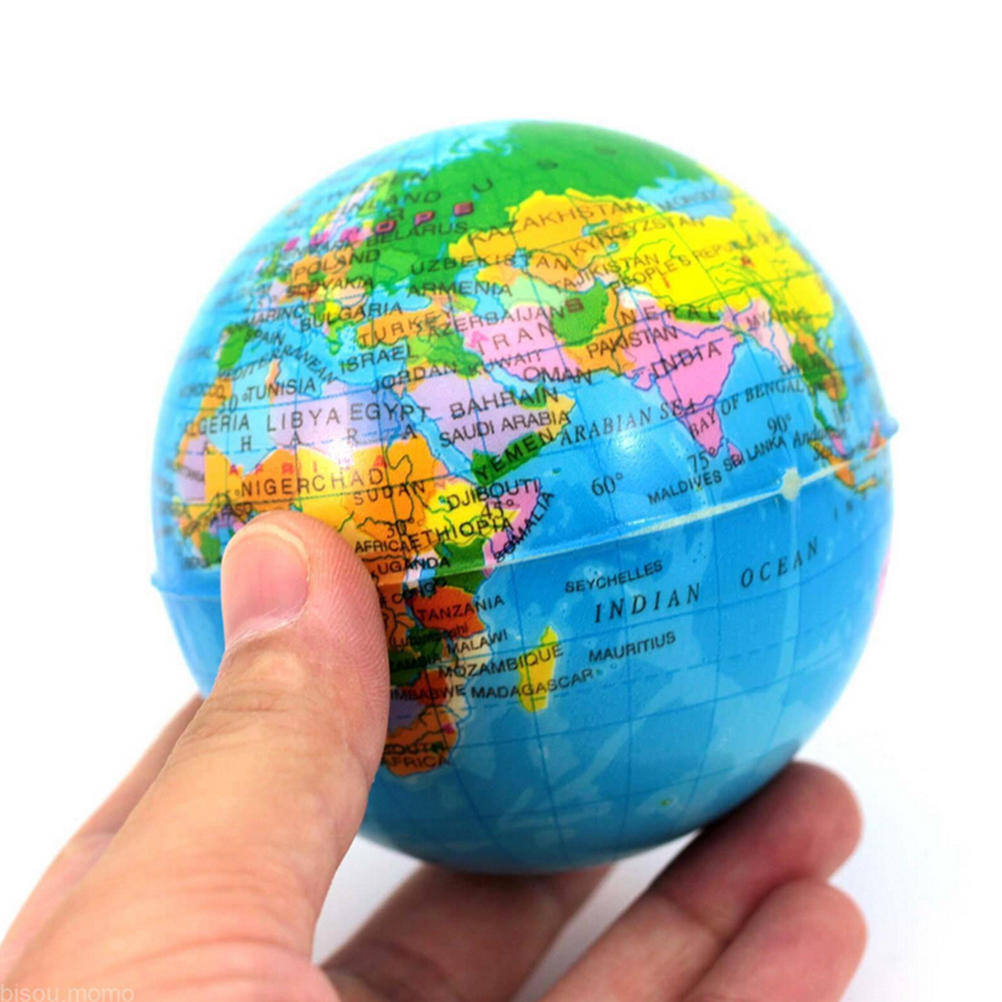 World Map Earth Globe Soft Squeeze Foam Ball Hand Wrist Exercise Stress Relief
