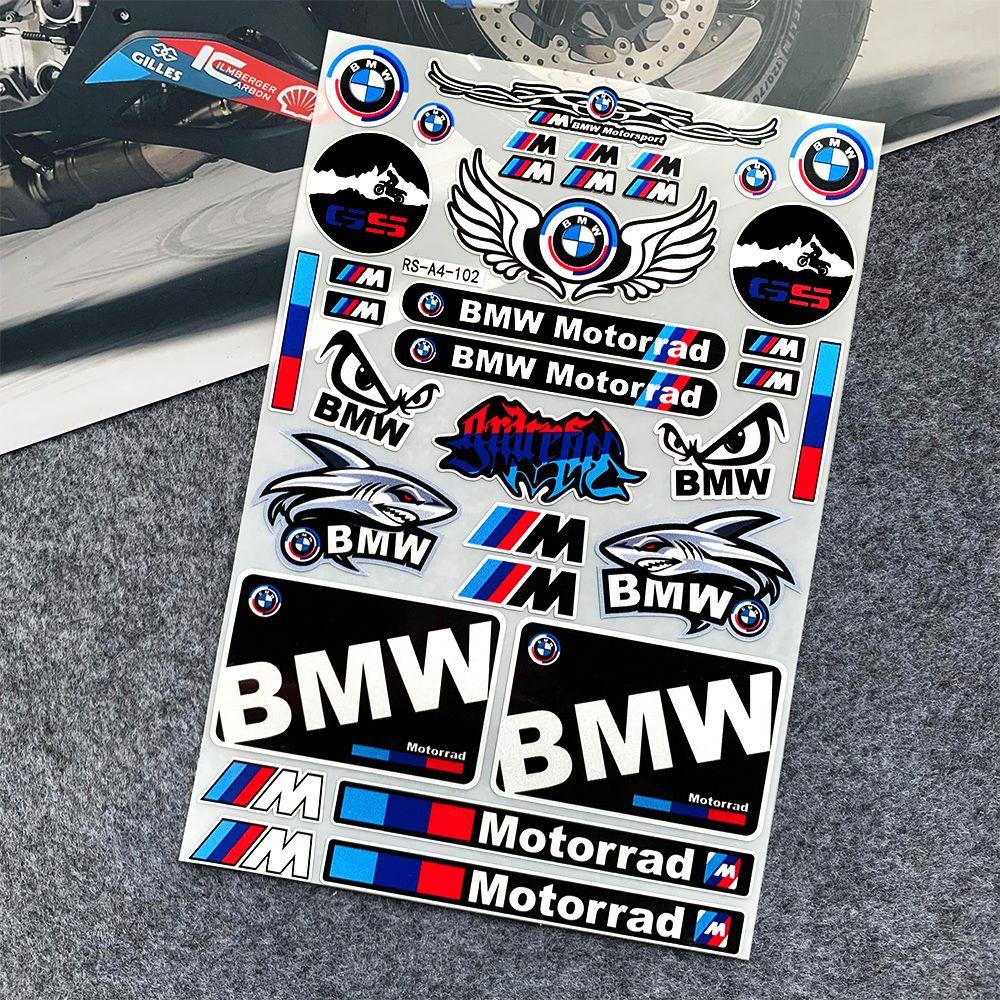 kfwhl7 Reflective Stickers for BMW Motorcycles - Helmet Decals with BMW Logo for G310GS/S1000RR/1200GS