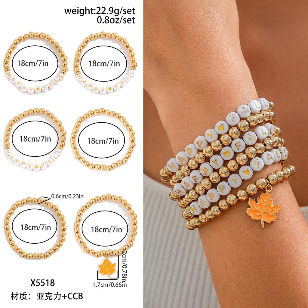 Thanksgiving Creative Turkey Pendant Colored Bracelet, Personalized Letter Pumpkin Bracelet, Charm Set