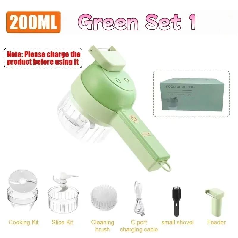 Multifunctional 4 In1 Electric Vegetable Cutter Slicer Garlic Mud Masher Garlic Chopper Cutting Pressing Mixer Food Slice