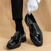 New Designer Tassels Loafter Pointed Patent Leather Slip On Shoes For Men Casual Business Formal Dress Footwear Zapatos Hombre