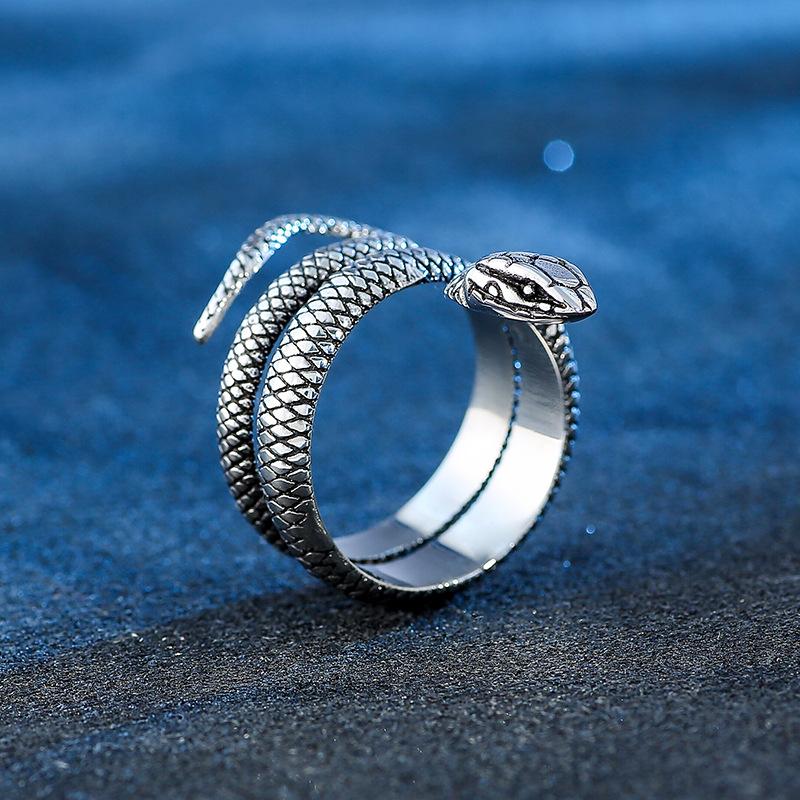 Vintage snake ring - unisex wrap around king cobra index finger ring