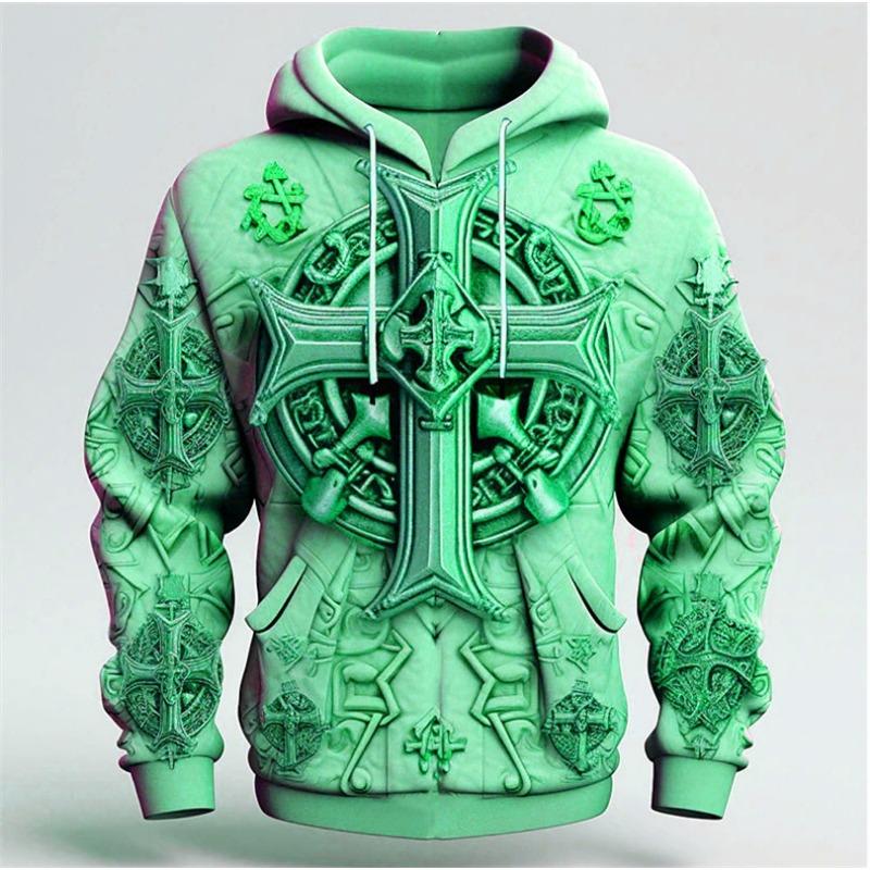 Kreuzmuster Herren Retro Hoodies Herbst Winter Langarm 3D Druck Street Man Kapuzenpullover 5XL Große Größe Lässiger Hoodie