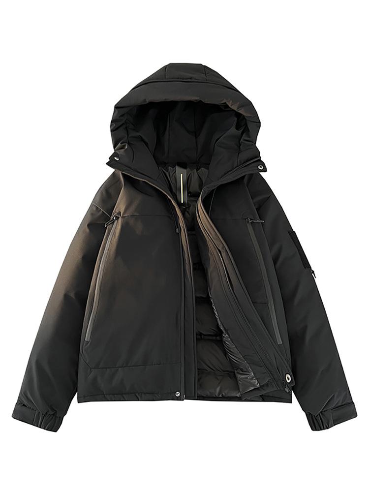 Unisex White 90% Duck Down Hooded Winter Jacket - Warm, Versatile, and Thickened for Youth Casual Wear