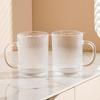 Japanese Vertical Stripe Glass Cup with Handle – Stylish, Large Capacity for Milk, Tea, Juice, or Coffee