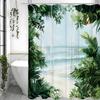 Ocean Beach Swing Greenery Shower Curtain, Bathroom Decorative Shower Curtain, Waterproof Shower Curtain with Hooks