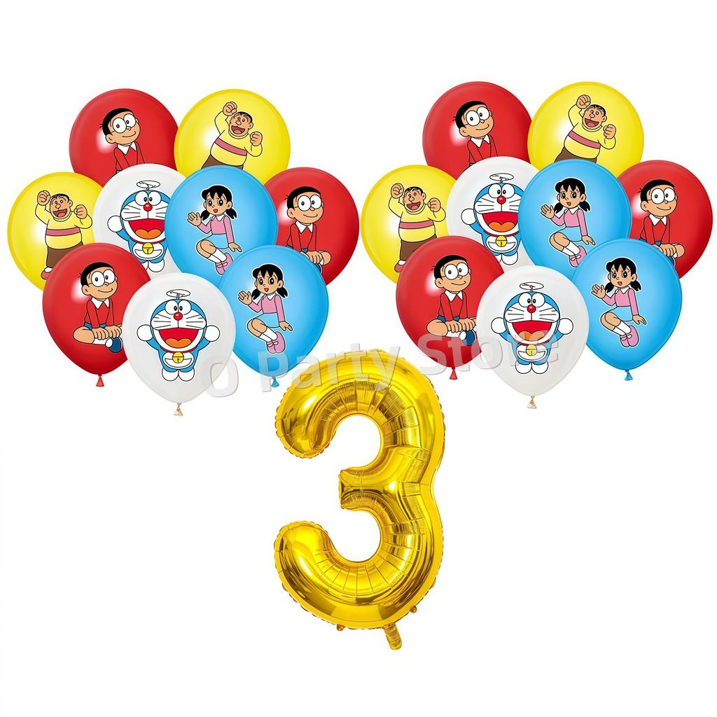 Doraemons Birthday Party Decoration Tableware Plate Cup Balloon Cake Topper Banner Stickers Kids Favor Gift Baby Shower Supplies