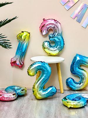 16-Inch Colorful Rainbow Gradient Aluminum Balloon for Kids' Birthday Decoration, Ages 1-5