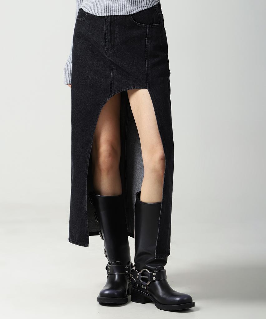 Urban Dress The Moon Long Denim Skirt Red Black