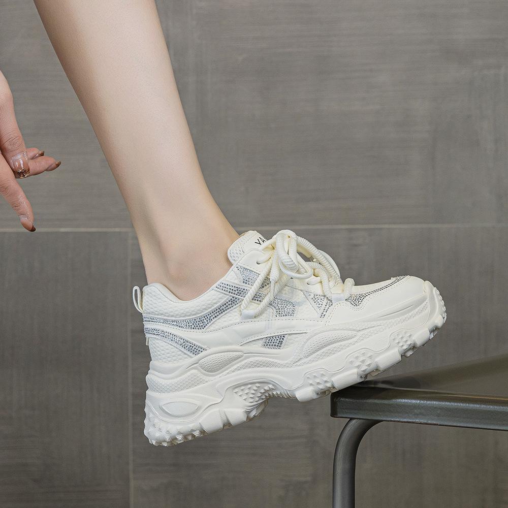 Spring New Super Fire Rhinestone Casual Sneakers Daddy Shoes Thick-soled Women's Shoes